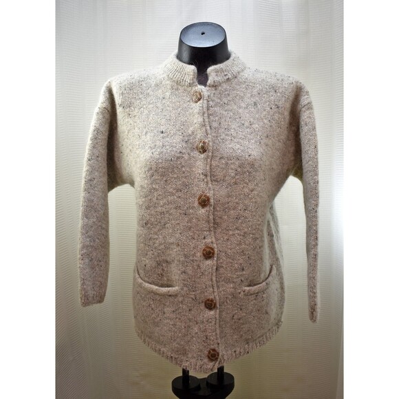Design Options Natural Wool Cotton Alpaca Button-Front Cardigan Sweater L - Picture 2 of 8